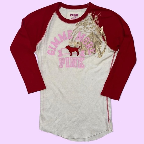 PINK Victoria's Secret Tops - Rare Y2K Victoria’s Secret PINK Thermal Quarter Sleeve Top
Size SMALL